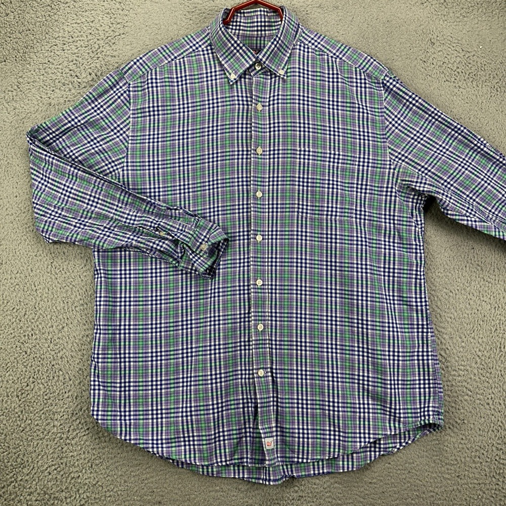 Vineyard Vines Adult Men Slim Fit Murray Shirt XL Purple Green Plaid Button Down